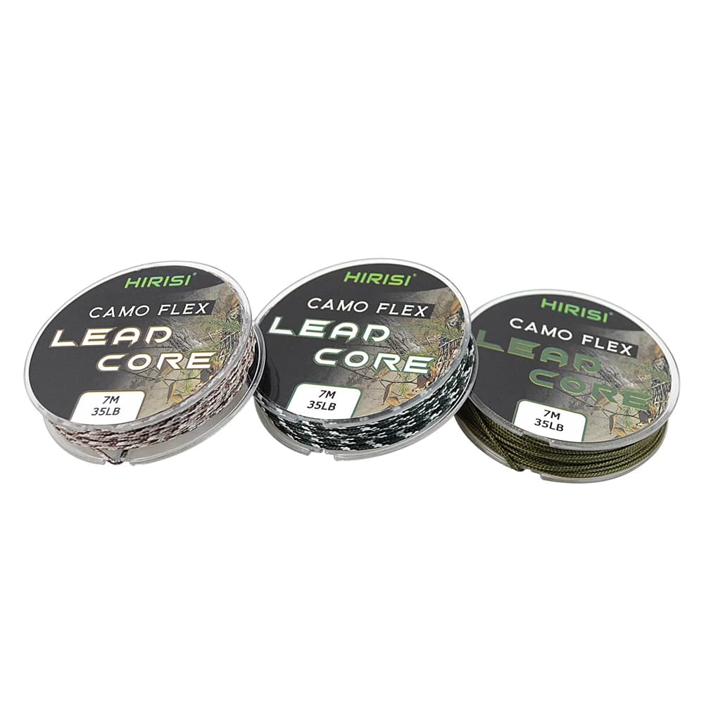 Ligne plombée carpe 35LB 7 mètres pour montage hair rig - tresse 3 couleurs résistante