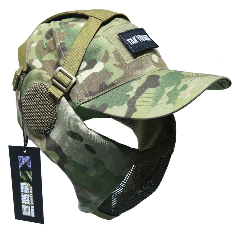 Masque pliable chasse pêche avec protection oreilles - Airsoft Paintball - Masque filet TAK YIYING