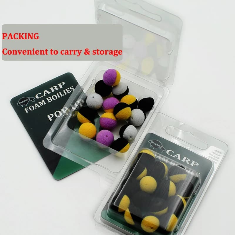 15 boilies duo foam pop-up noir et jaune - appât imitation pour montage hair zig rig feeder
