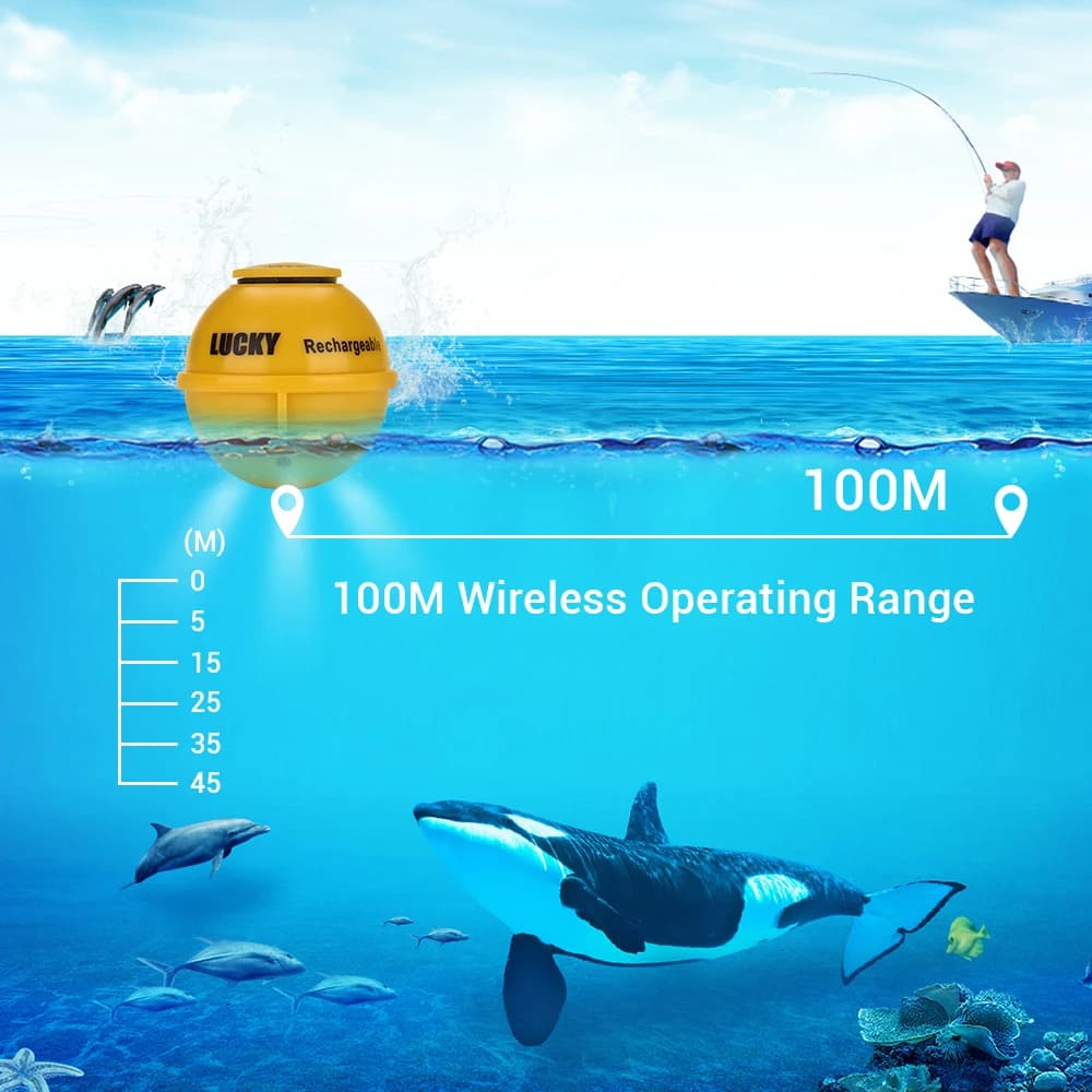 Sonar de pêche sans fil Lucky FF718LIC-WLA écran couleur détecteur poissons portable 45m batterie rechargeable