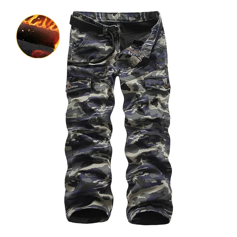Pantalon cargo polaire 2025 pour pêche hivernale - Combat camouflage multi-poches hiver confortable