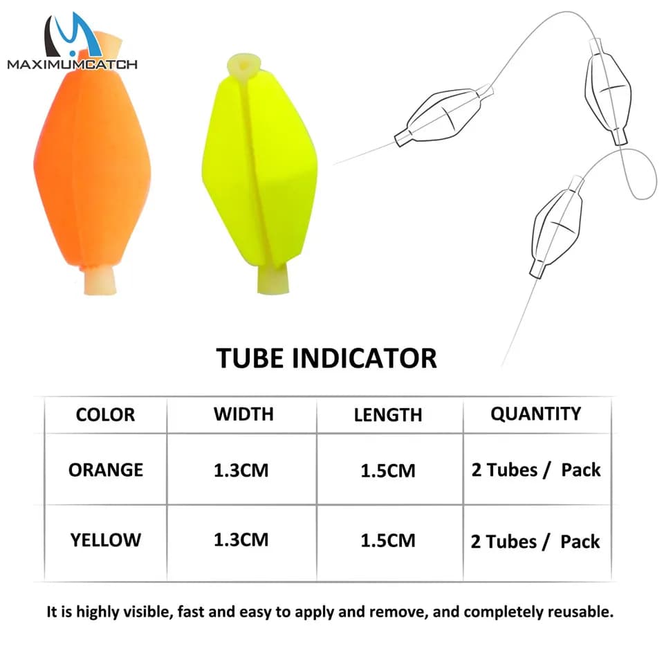 Indicateur de touche autocollant Maximumcatch pour pêche à la mouche, mousse et plastique adhésif