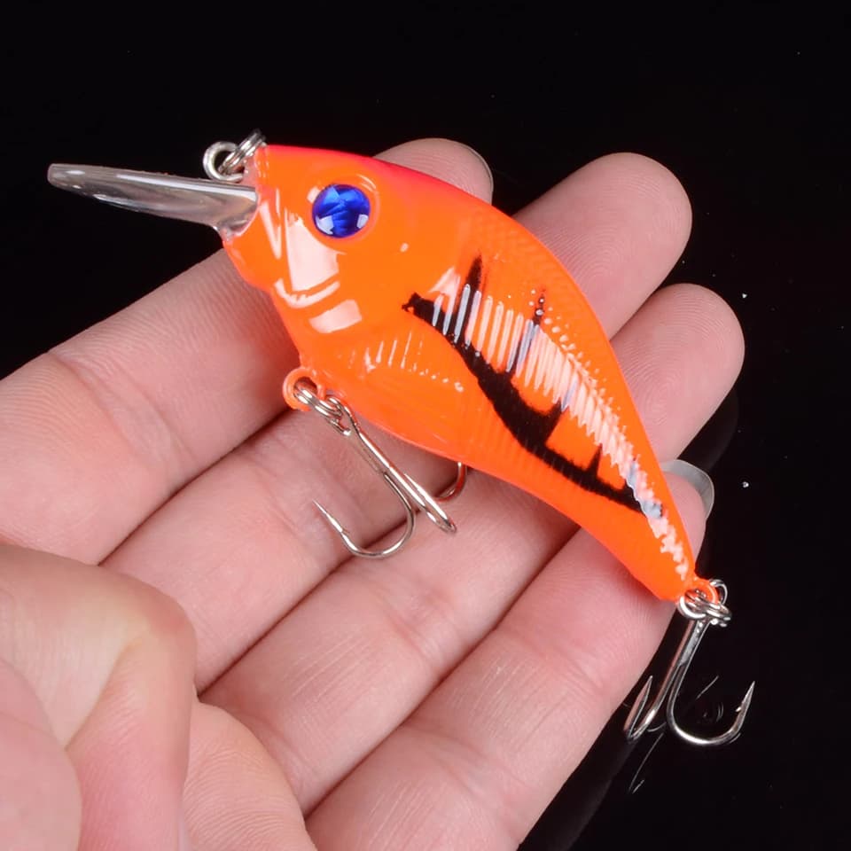 Leurre dur VIB 7.5cm 10.2g - Crankbait coulant avec hameçons triple et yeux 3D pour pêche aux leurres