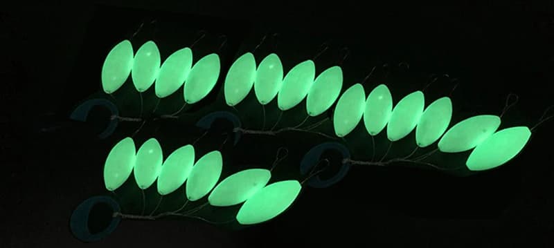 Lot de 5 flotteurs luminescents 7 étoiles pour pêche de nuit, lumière verte, tailles 000 à