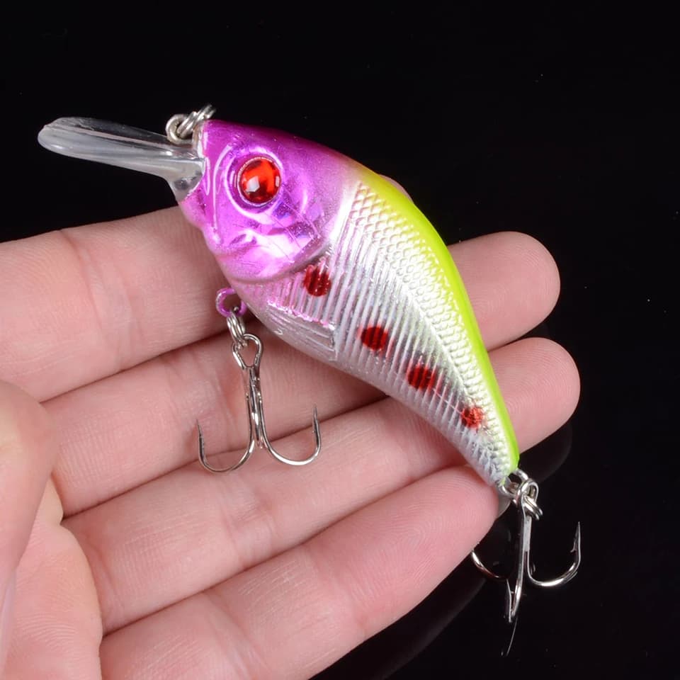 Leurre dur VIB 7.5cm 10.2g - Crankbait coulant avec hameçons triple et yeux 3D pour pêche aux leurres