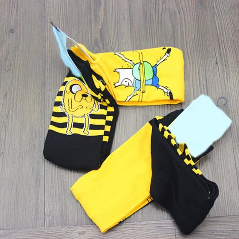 Chaussettes anime aventure manga jaunes coton déguisement cosplay fête originales printemps homme femme