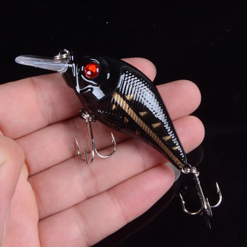 Leurre dur VIB 7.5cm 10.2g - Crankbait coulant avec hameçons triple et yeux 3D pour pêche aux leurres