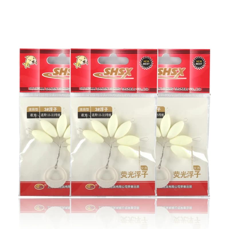 Lot de 5 flotteurs luminescents 7 étoiles pour pêche de nuit, lumière verte, tailles 000 à