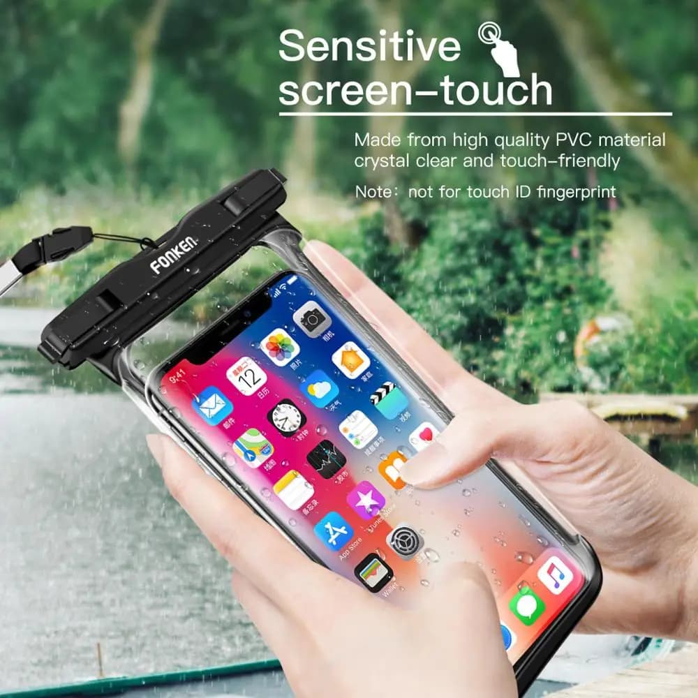 Housse étanche téléphone transparente FONKEN - Poche de protection pour baignade, neige et forêt tropicale