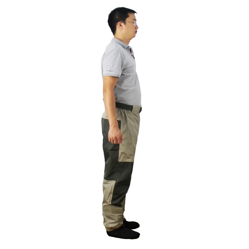Pantalon waders taille haute respirant et imperméable avec pied intégré - Équipement pêche durable