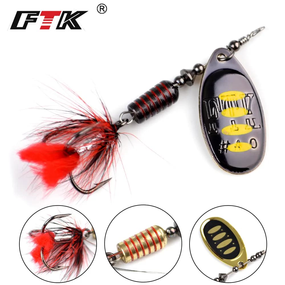 Leurre spinner bait FTK 7.5g 12g 17.5g avec plumes pour brochet - Cuiller dure pêche carnassier métal