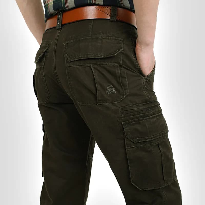 Pantalon cargo armée verte pêche multi-poches pour organisation parfaite du matériel