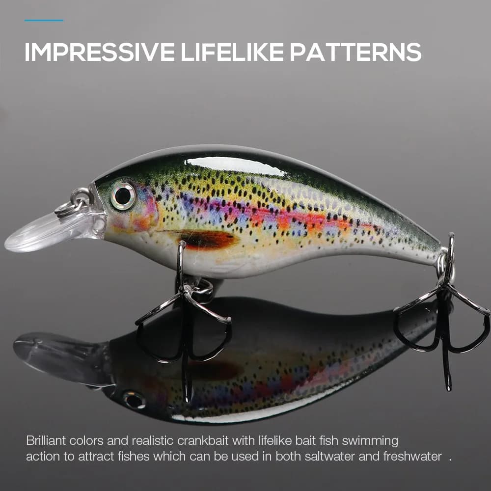 Leurre dur TREHOOK 6cm 10g Black Minnow - Wobbler flottant pour truite et black bass