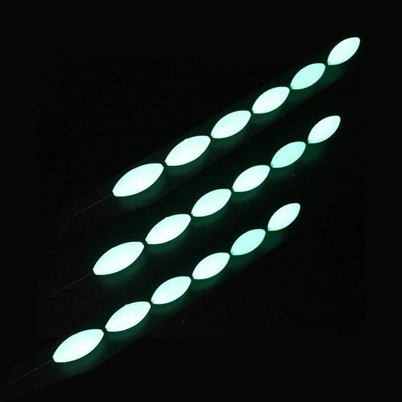Lot de 5 flotteurs luminescents 7 étoiles pour pêche de nuit, lumière verte, tailles 000 à