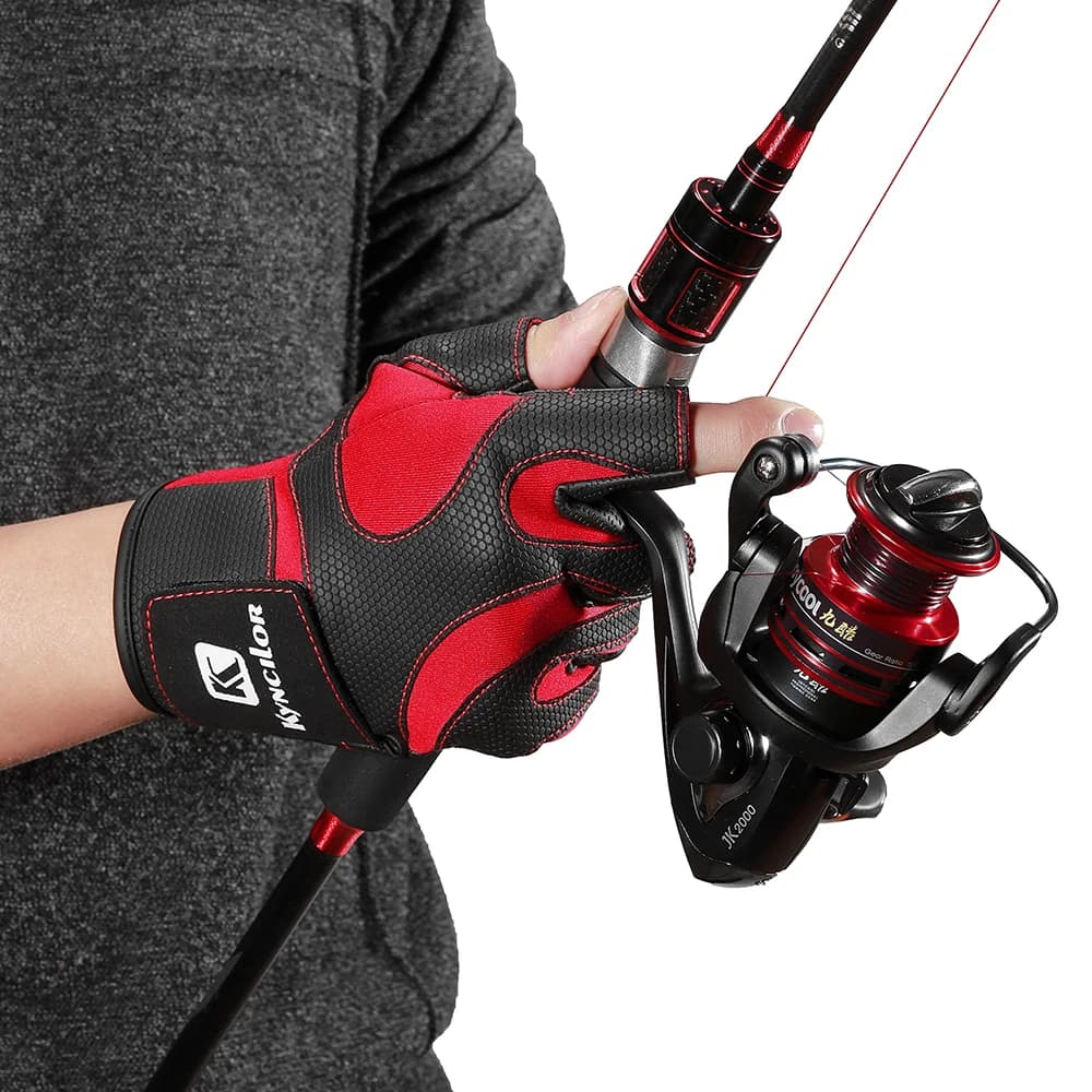 Gants pêche 3 doigts sans bout en cuir résistant - Survie, camping, randonnée et secours