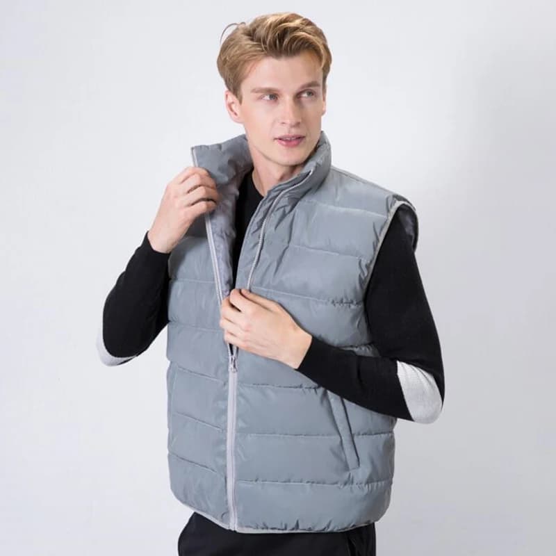 Gilet sans manches homme chaud hiver pêche réfléchissant sécurité nuit coton matelassé