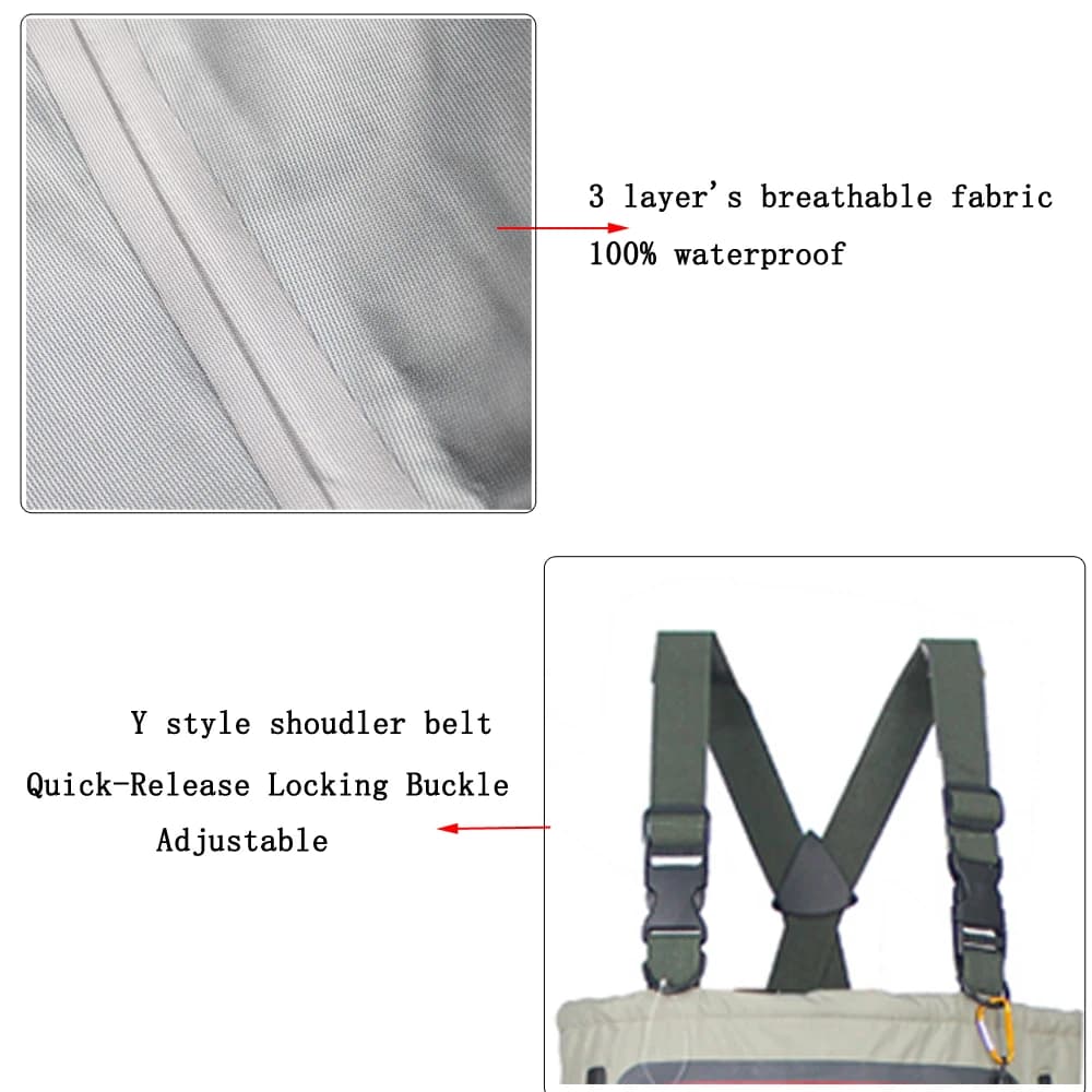 Kit waders poitrine pêche léger convertible homme - Pantalons de pêche respirants pieds nus chasse pêche à la mouche