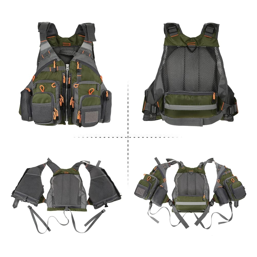 Gilet pêche technique Lixada respirant avec sécurité intégrée pour pêche sportive et activités nautiques