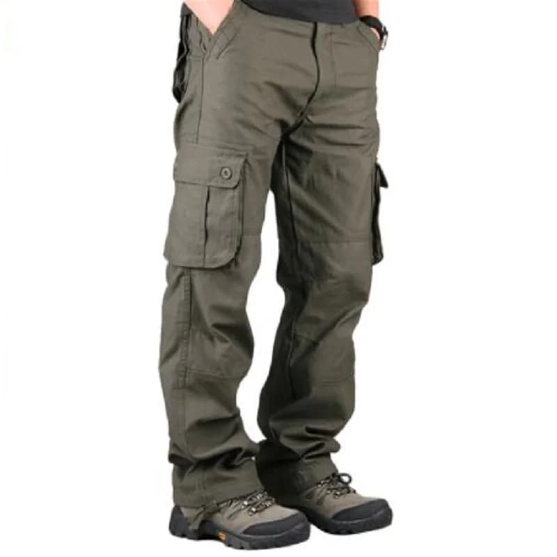 Pantalon cargo coton homme multi-poches tactique pêche travail droit slacks vêtement extérieur