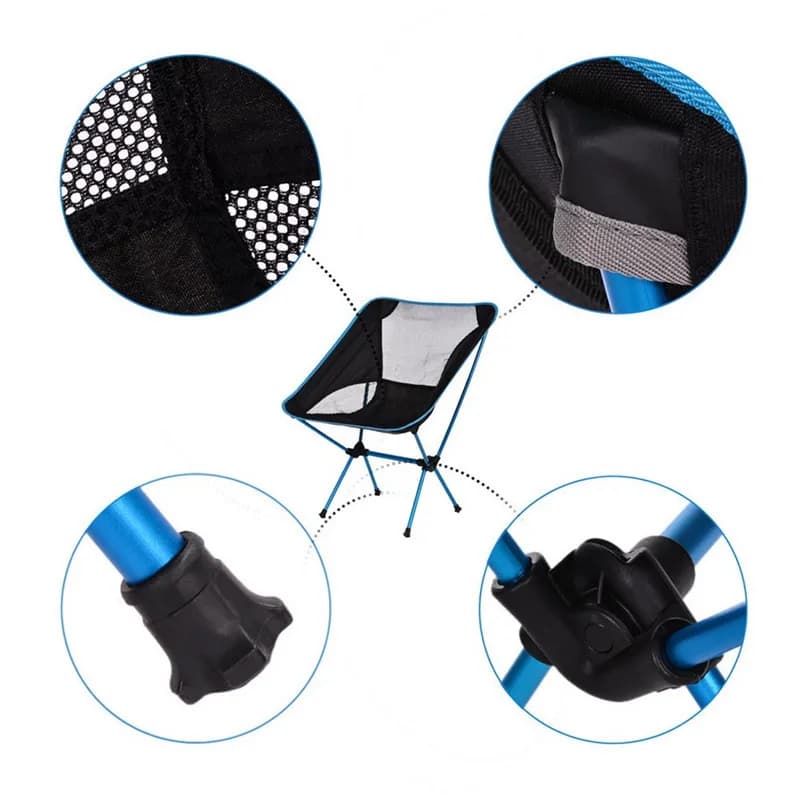 Chaise pliante pêche compacte et légère - Siège camping pliable pour plage et randonnée