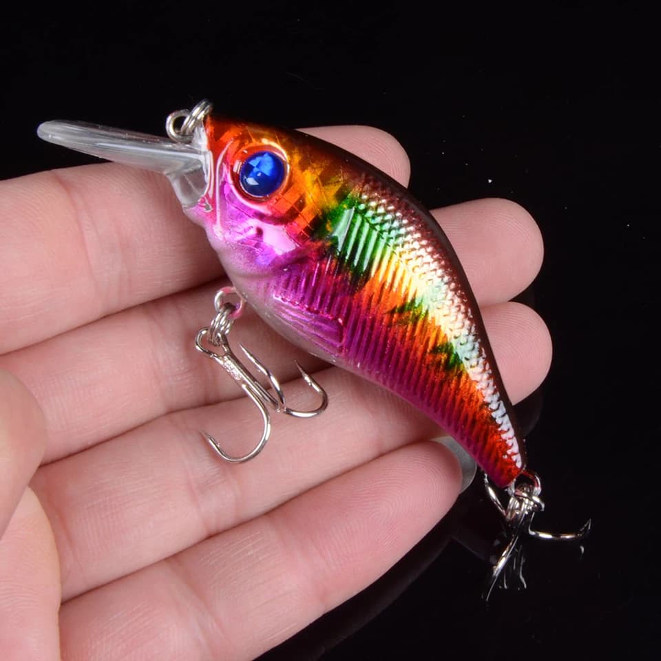 Leurre dur VIB 7.5cm 10.2g - Crankbait coulant avec hameçons triple et yeux 3D pour pêche aux leurres