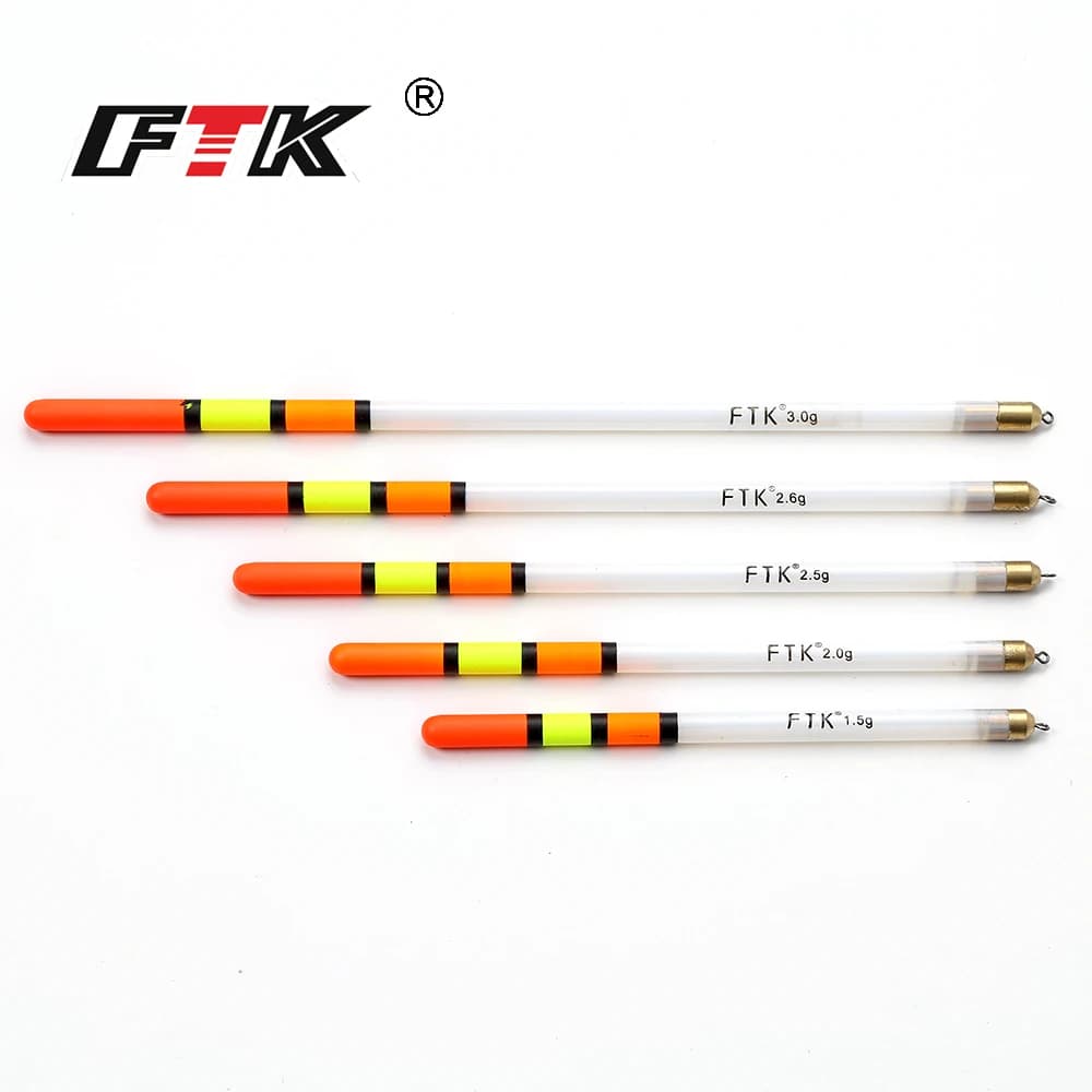 Flotteurs pêche carpe plastique transparent FTK 10 pièces lot mixte tailles 1.5g à 3.0g pour pêche au coup