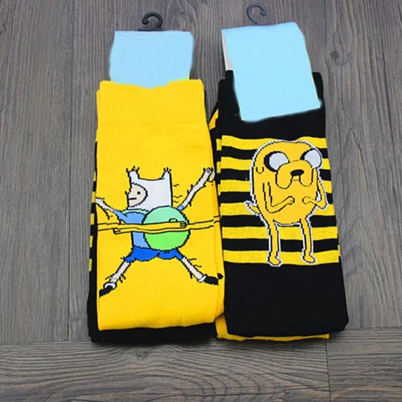 Chaussettes anime aventure manga jaunes coton déguisement cosplay fête originales printemps homme femme