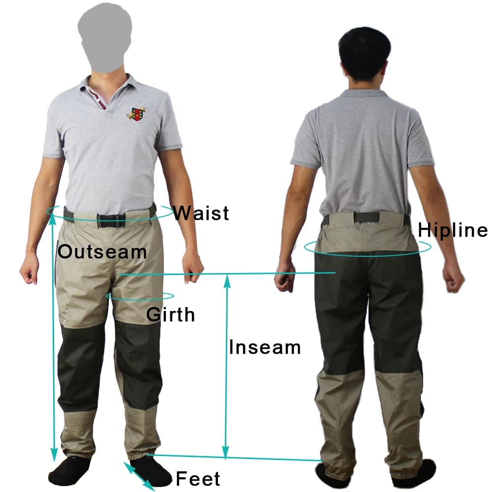 Pantalon waders taille haute respirant et imperméable avec pied intégré - Équipement pêche durable