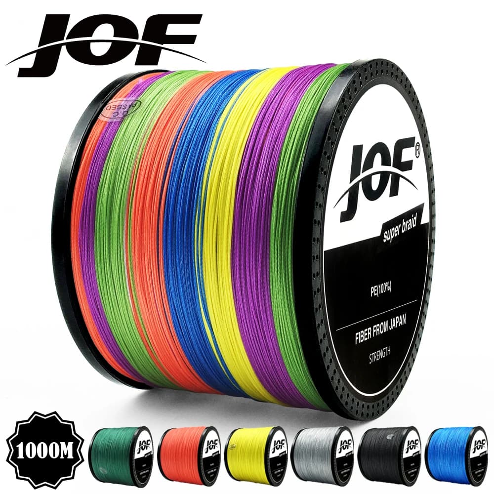 Ligne de pêche PE japonaise multifilament super résistante JOF 300M 500M 1000M 4-8 brins 18-88LB multicolore