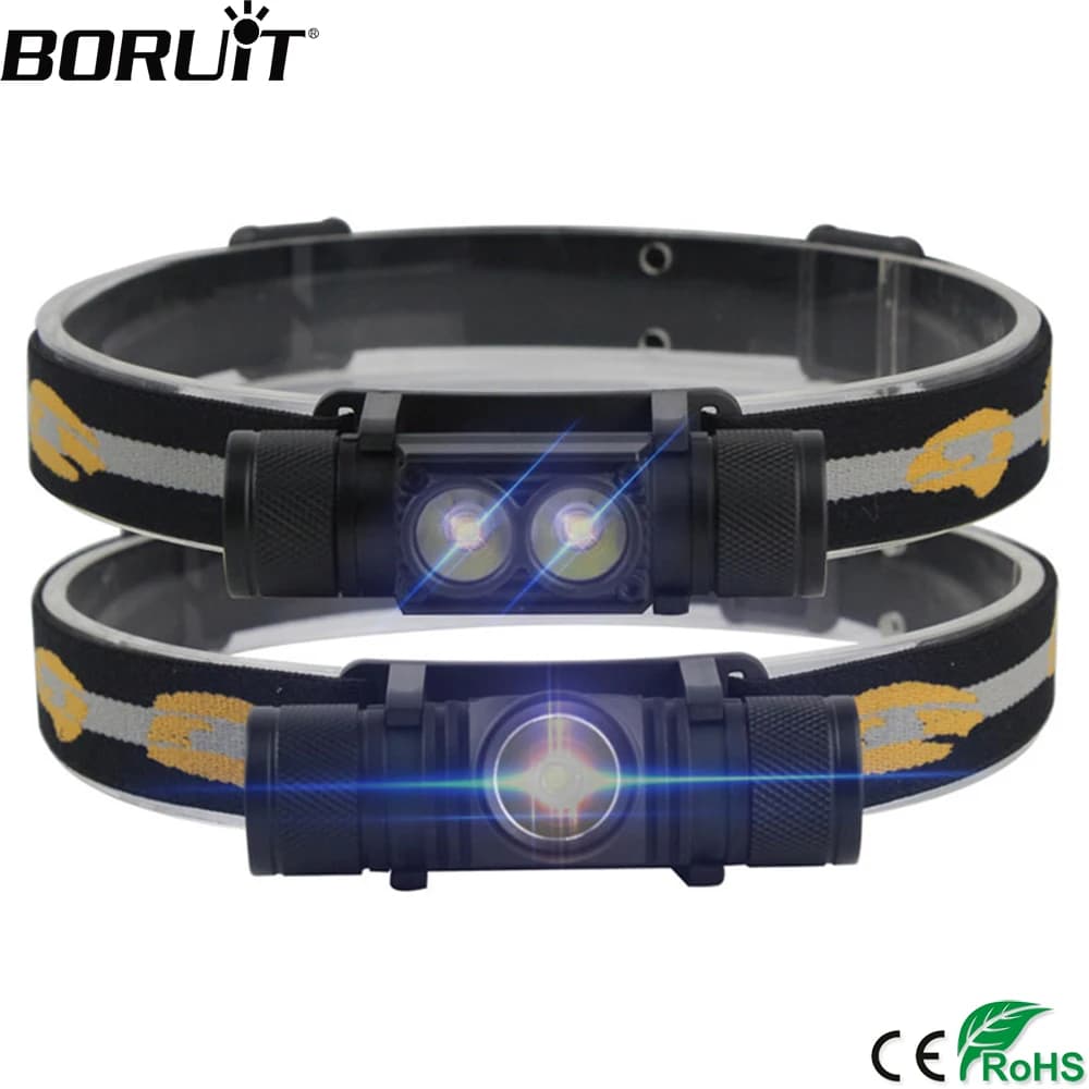 Frontale BORUiT LED mini 1000LM rechargeable 18650 étanche pour chasse camping pêche extérieure
