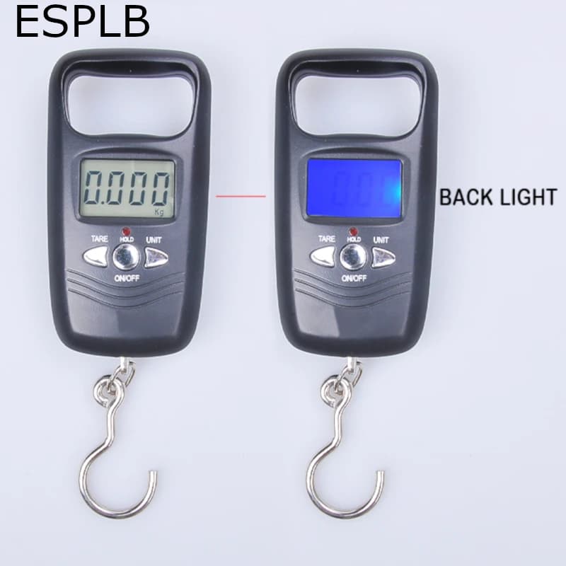 Balance digitale ESPLB 50kg noir/or - Poche portable LCD pour pêche et voyage avec crochet premium