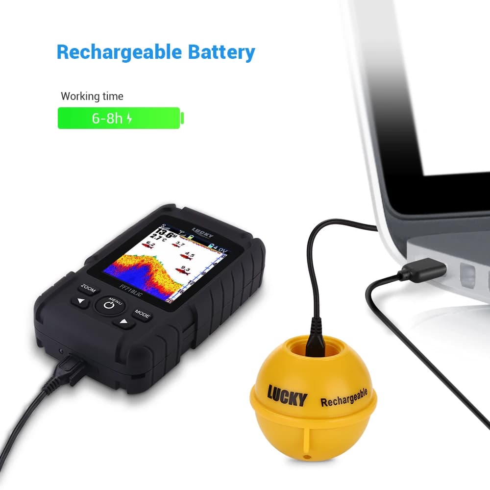 Sonar de pêche sans fil Lucky FF718LIC-WLA écran couleur détecteur poissons portable 45m batterie rechargeable
