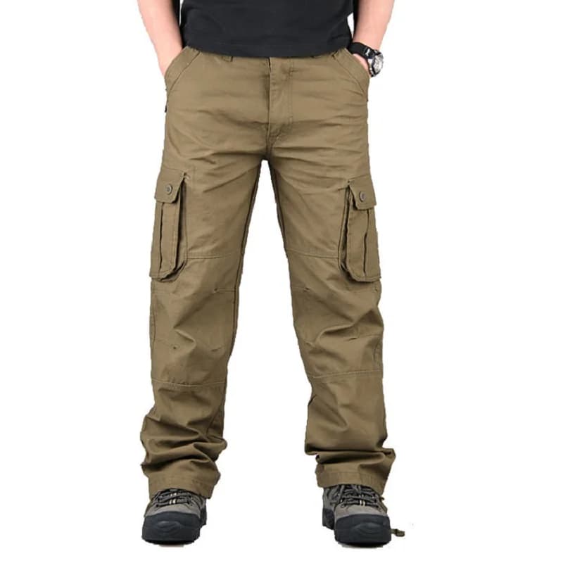 Pantalon cargo coton homme multi-poches tactique pêche travail droit slacks vêtement extérieur