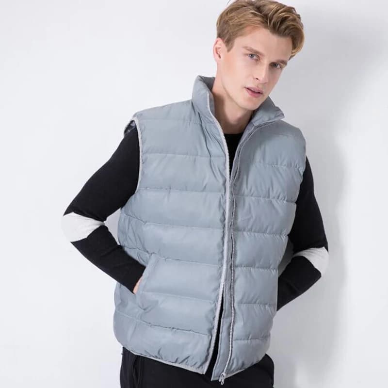 Gilet sans manches homme chaud hiver pêche réfléchissant sécurité nuit coton matelassé