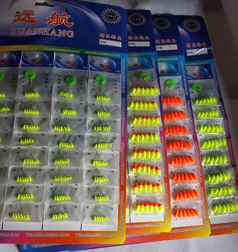240 pièces de flotteurs de pêche à la carpe sept étoiles, mélange de tailles et couleurs