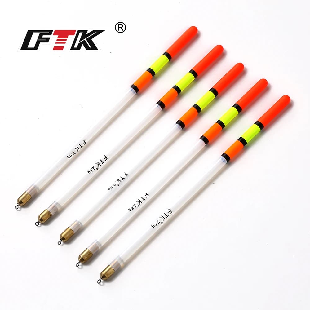 Flotteurs pêche carpe plastique transparent FTK 10 pièces lot mixte tailles 1.5g à 3.0g pour pêche au coup