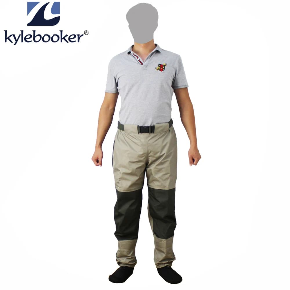 Pantalon waders taille haute respirant et imperméable avec pied intégré - Équipement pêche durable