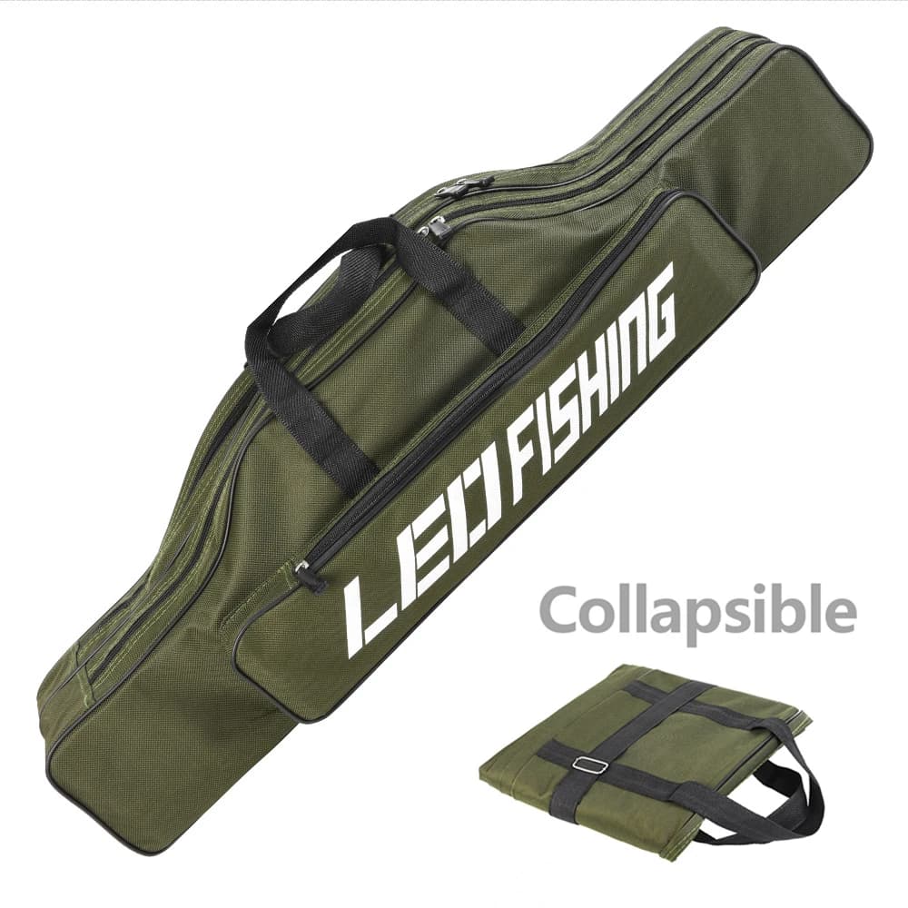 Sac pliable double couche 600D Oxford pour cannes de pêche mer - 0.8m à 1.5m grande capacité