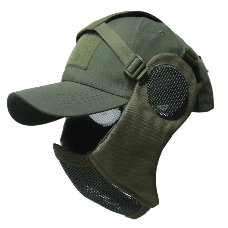 Masque pliable chasse pêche avec protection oreilles - Airsoft Paintball - Masque filet TAK YIYING