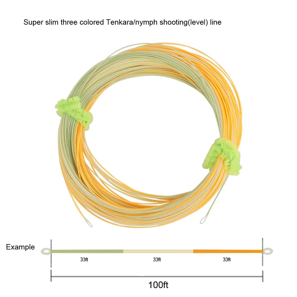 Ligne de pêche Tenkara Aventik 100FT trois couleurs 0.55mm pour pêche à la nymphe et shooting