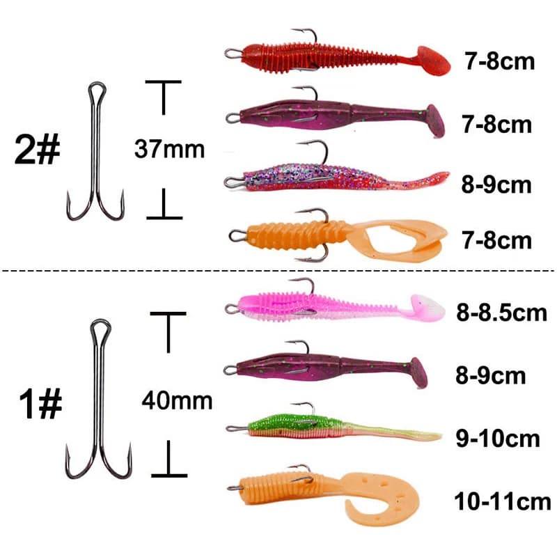 20 hameçons doubles long shank pour leurres souples - parfaits pour le jig et la pêche du black bass