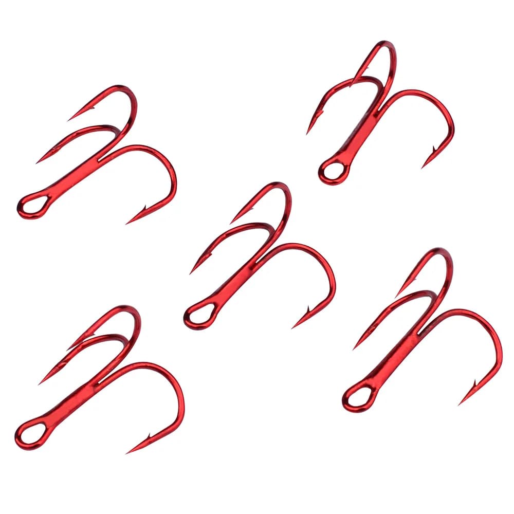Hameçons triples ronds 10 pièces acier carbone haute qualité pour pêche bar mer