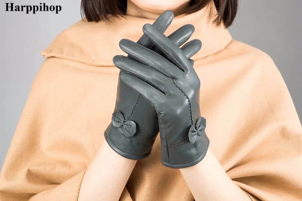 Gants femme cuir véritable rouge automne hiver - mode tendance doublure chaude anti-vent