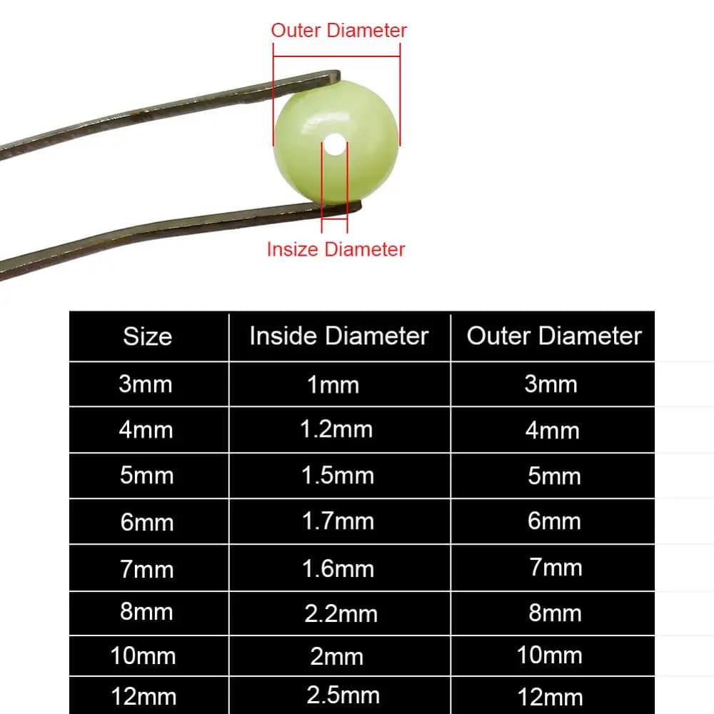100 perles souples lumineuses pour montages - Stoppers 3-12mm pour hair rig et accessoires de pêche