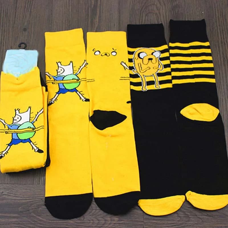 Chaussettes anime aventure manga jaunes coton déguisement cosplay fête originales printemps homme femme