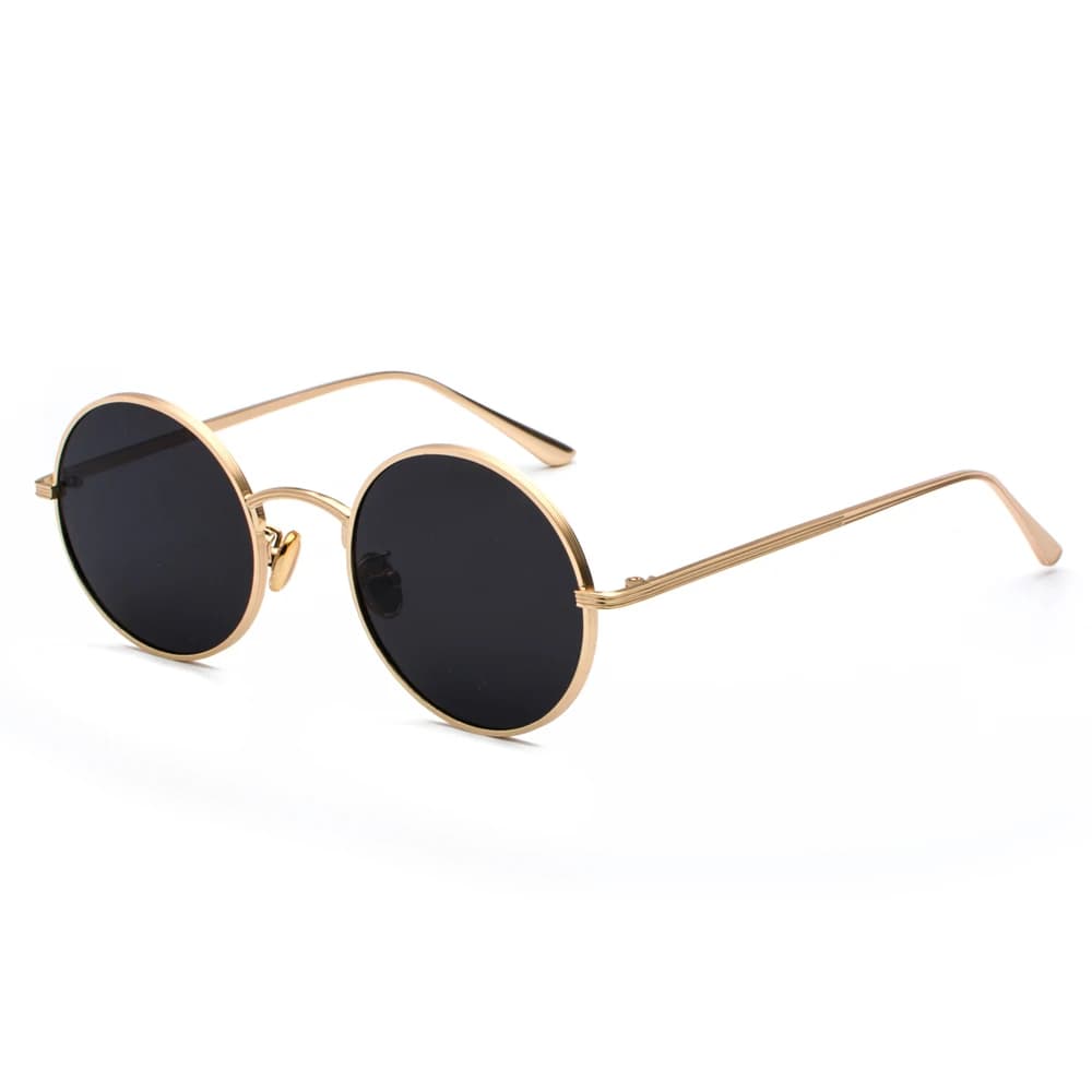 Lunettes de soleil vintage unisexe monture métal ronde lentilles rouges cadeau pêche rétro