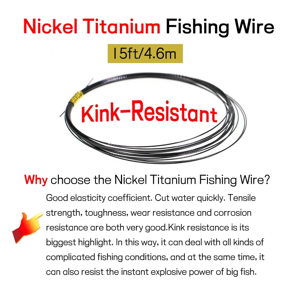 Ligne de pêche en nickel titane résistante aux nœuds 6LB-124LB 15 pieds pour la pêche en
