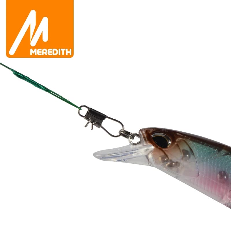Fil anti-emmêlement acier MEREDITH avec émerillon, bas de ligne traçeur 15-30cm pour pêche carnassiers