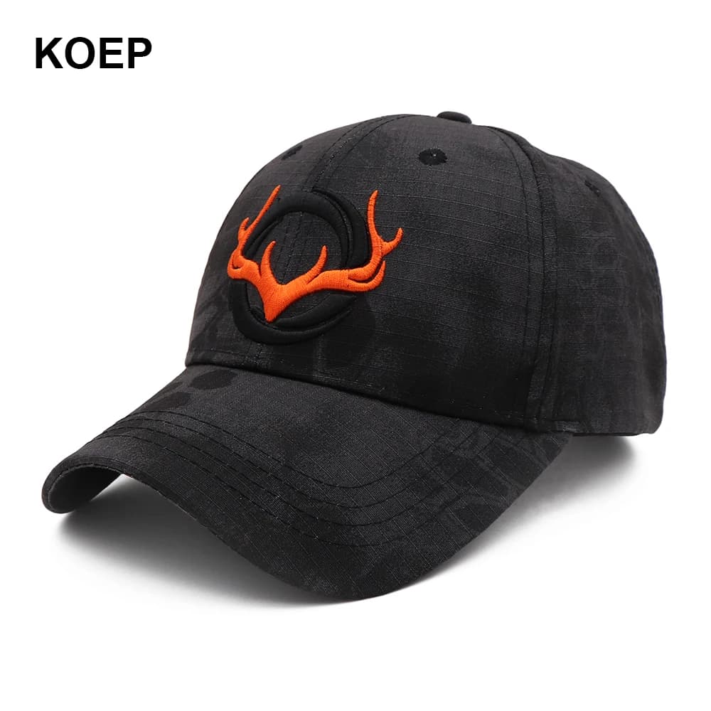 Casquette camouflage 3D tête de cerf KOEP - Chapeau pêche chasse jungle pour hommes outdoor