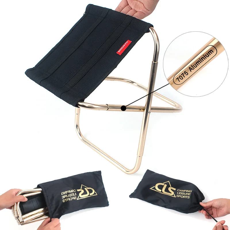 Tabouret de pêche pliant aluminium - Siège portable camping randonnée outil de pêche léger